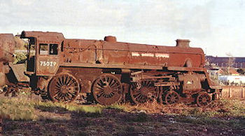 BR Standard number 75029 showing the effects after many years of the salt-laden environment of the Barry site
