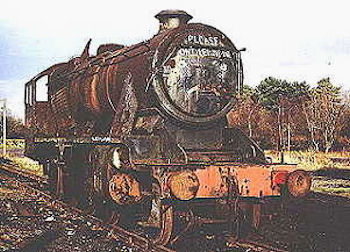 LMS Class 8F 48305 illustrated the plight of locomotives at Barry with the message 'Please don't let me die'. The engine was saved and has now been returned to steam