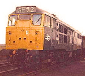 Brush Class 31 number D5549 at Tinsley
 yard, Sheffield, 20 July 1969